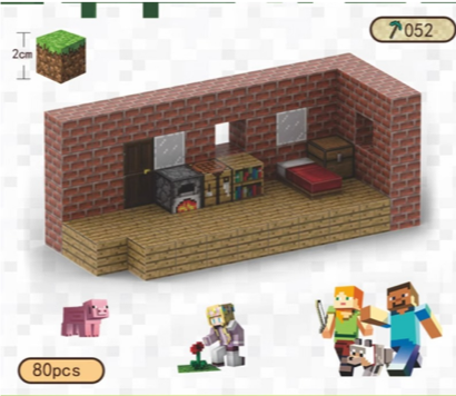 Red Brick Hut Magnetic Blocks ( 80 Pcs)